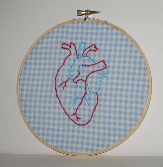 Anatomically Correct Heart Embroidery Hoop Wall Art