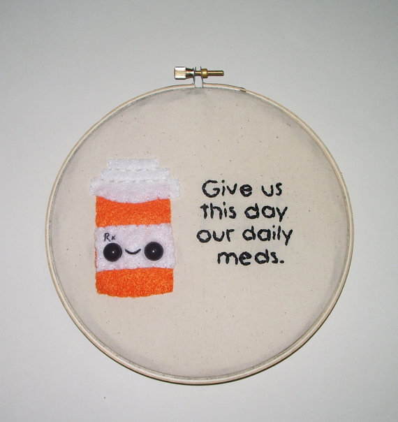 Made to Order Daily Meds Embroidery Wall Art