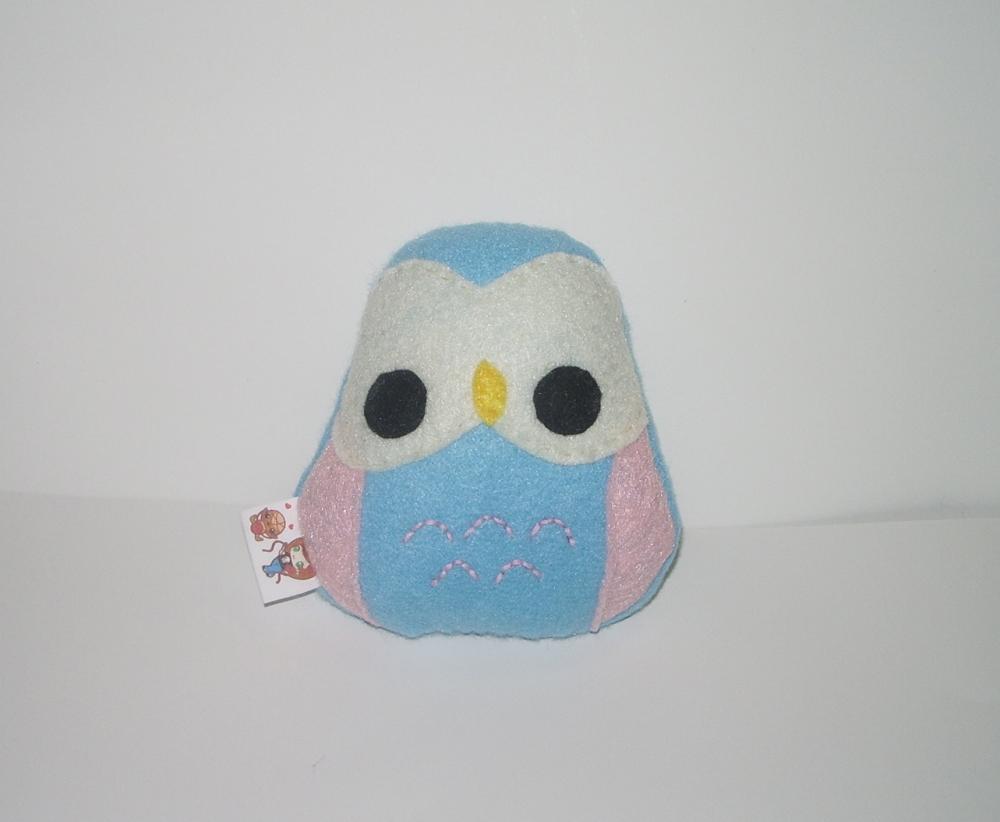 Kawaii Owl Plushie Blue and Pink