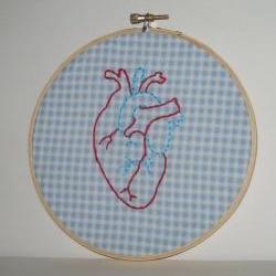 Anatomically Correct Heart Embroidery Hoop Wall Art